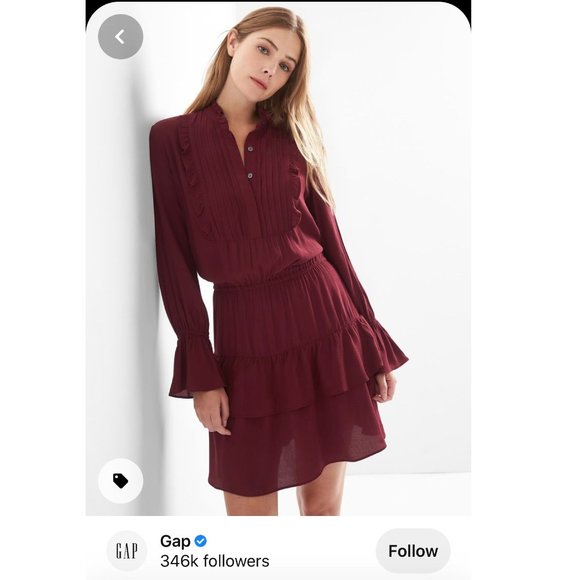 GAP Dresses & Skirts - Gap XL smock ruffle tiered burgundy dress